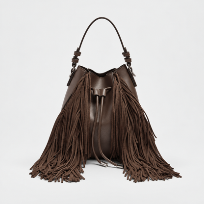 CAFELISSE® | Sienna Fringe Bucket Shoulder Bag