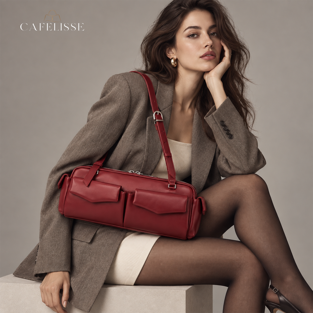 CAFELISSE® | Marielle East-West Multi-Pocket Shoulder Bag