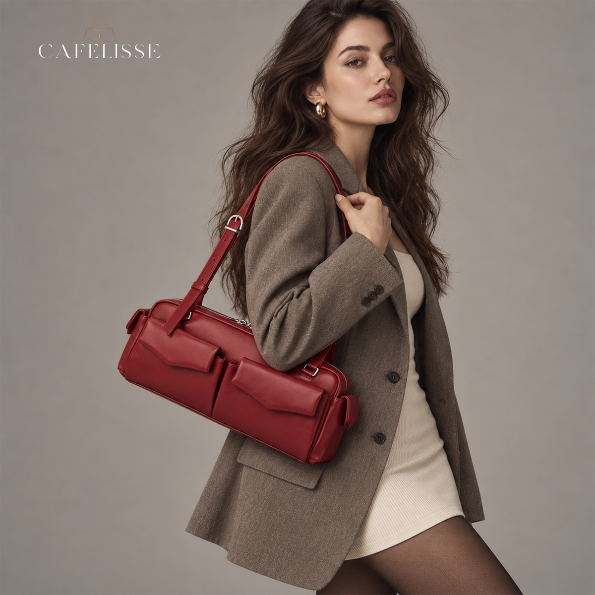 CAFELISSE® | Marielle East-West Multi-Pocket Shoulder Bag