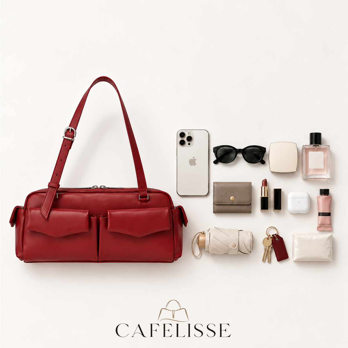 CAFELISSE® | Marielle East-West Multi-Pocket Shoulder Bag
