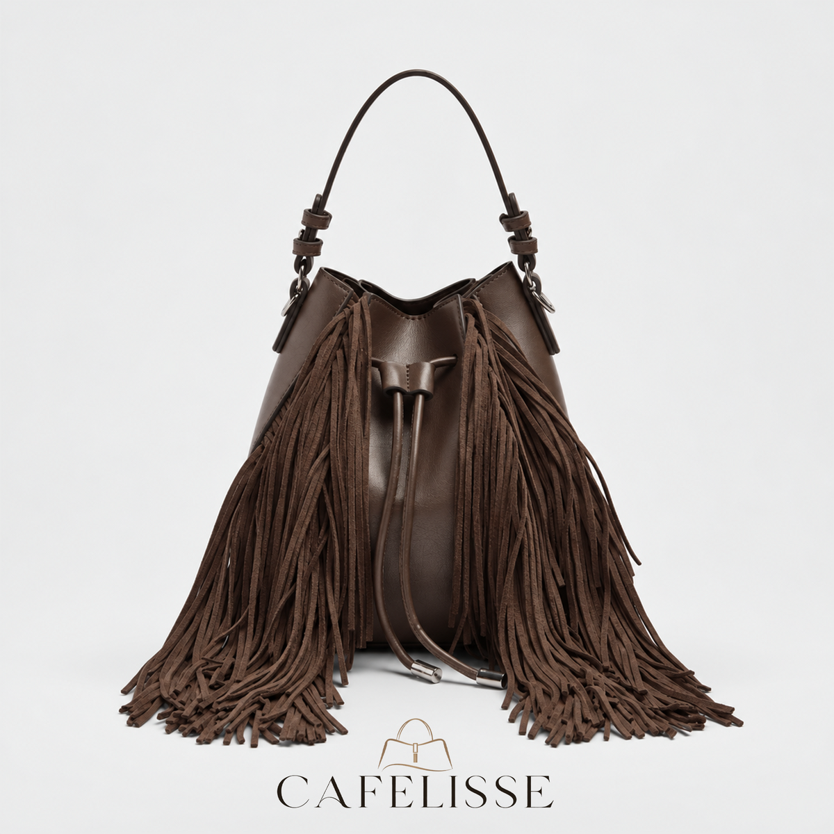 CAFELISSE® | Sienna Fringe Bucket Shoulder Bag