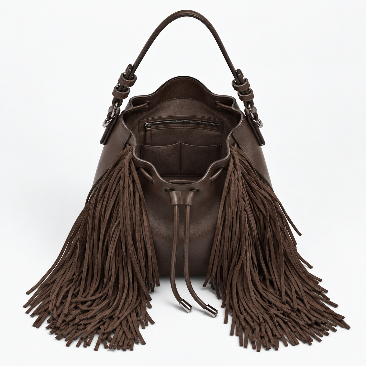 CAFELISSE® | Sienna Fringe Bucket Shoulder Bag