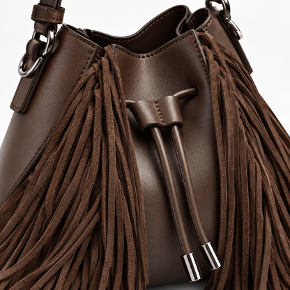 CAFELISSE® | Sienna Fringe Bucket Shoulder Bag
